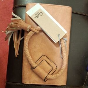 Cassina Brown Wristlet Clutch with Braided Strap